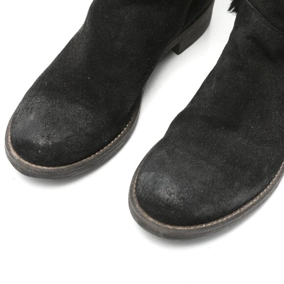 Vintage Bravo Browns Suede Faux Fur Boots Ankle Booties Italy Y2K Black Winter - Picture 6 of 11